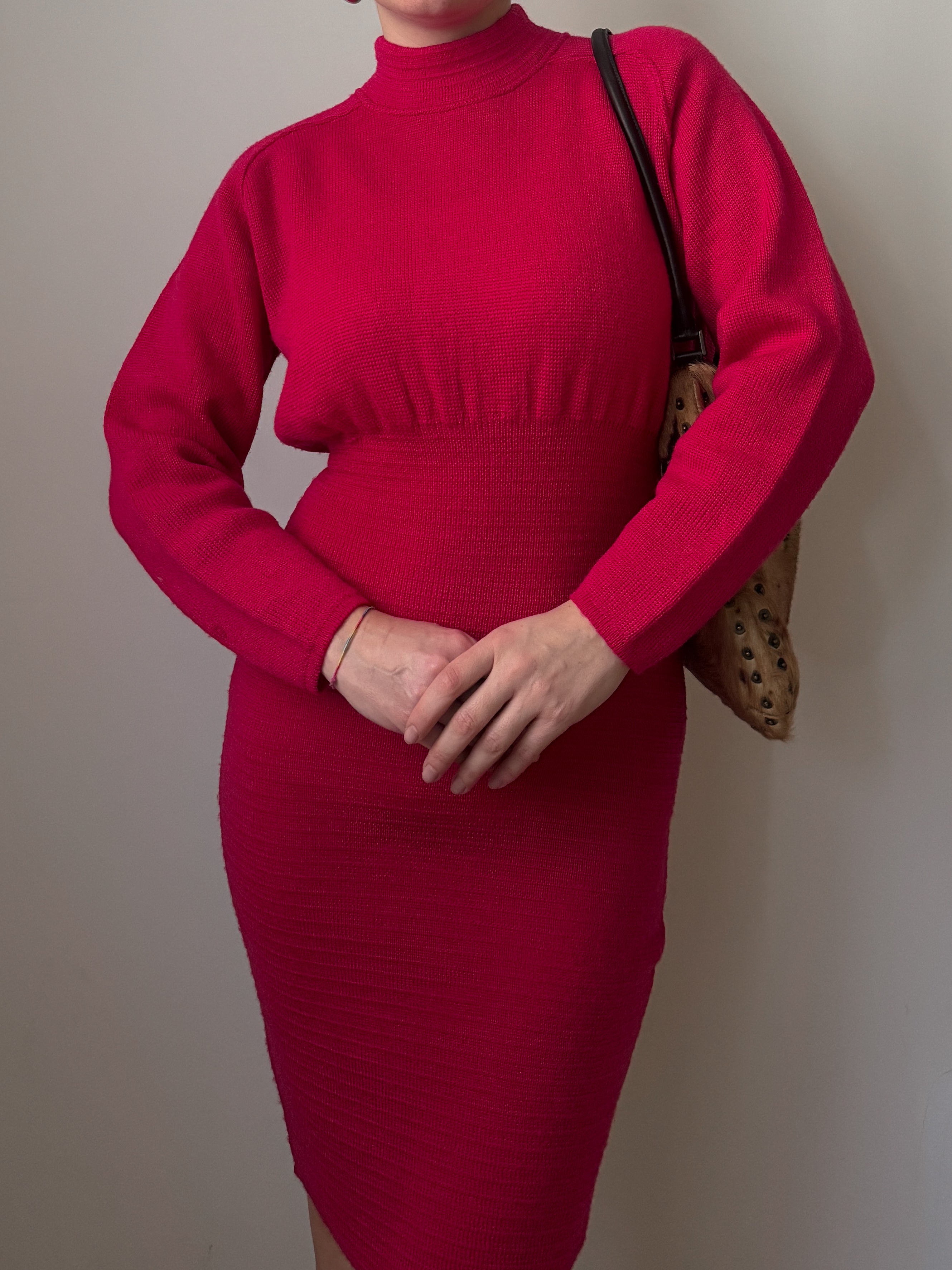 Pure virgin wool cyclamen dress