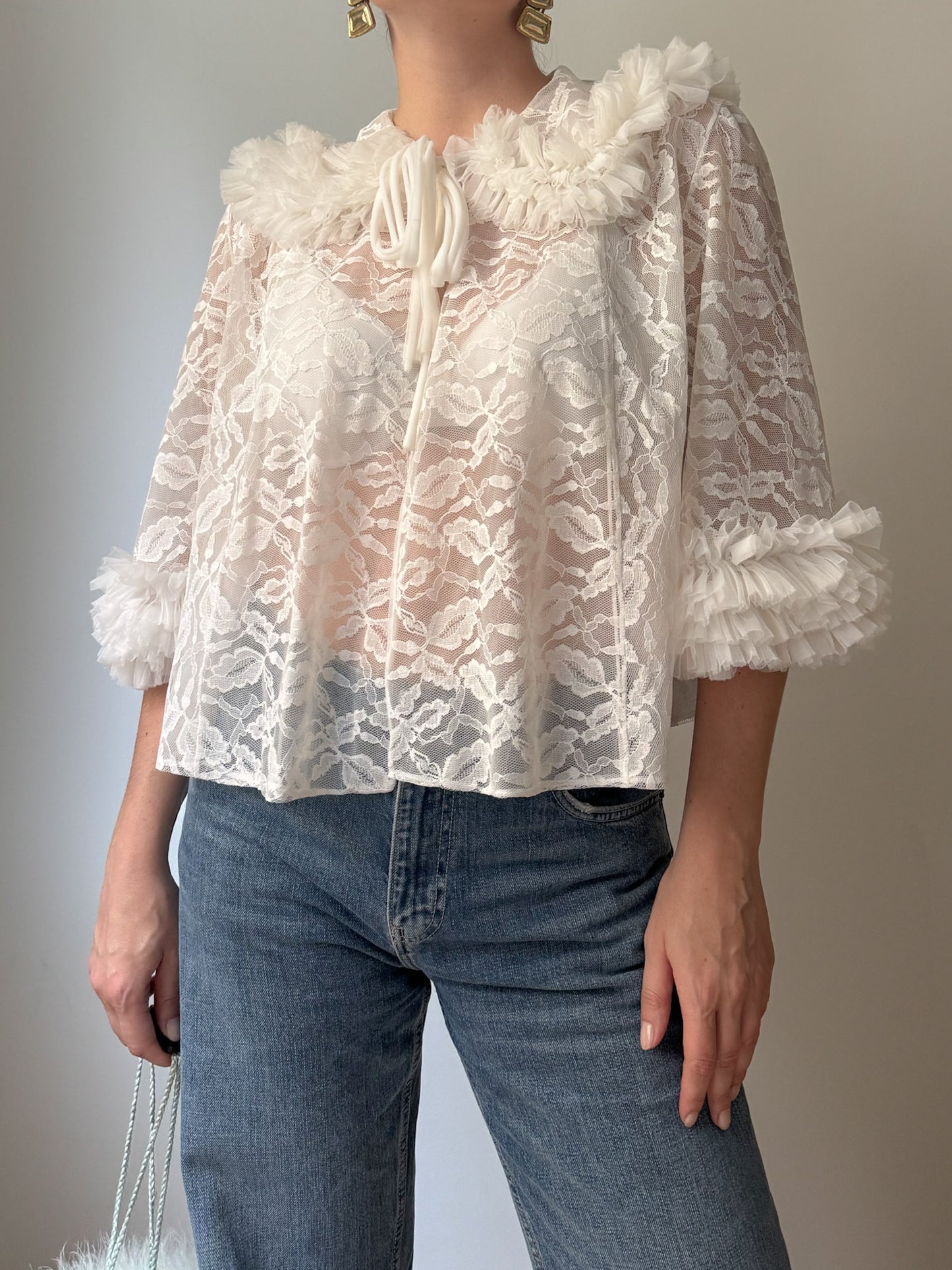 Embroidered white baby-doll