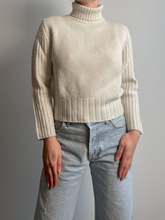 Pure wool ivory turtleneck