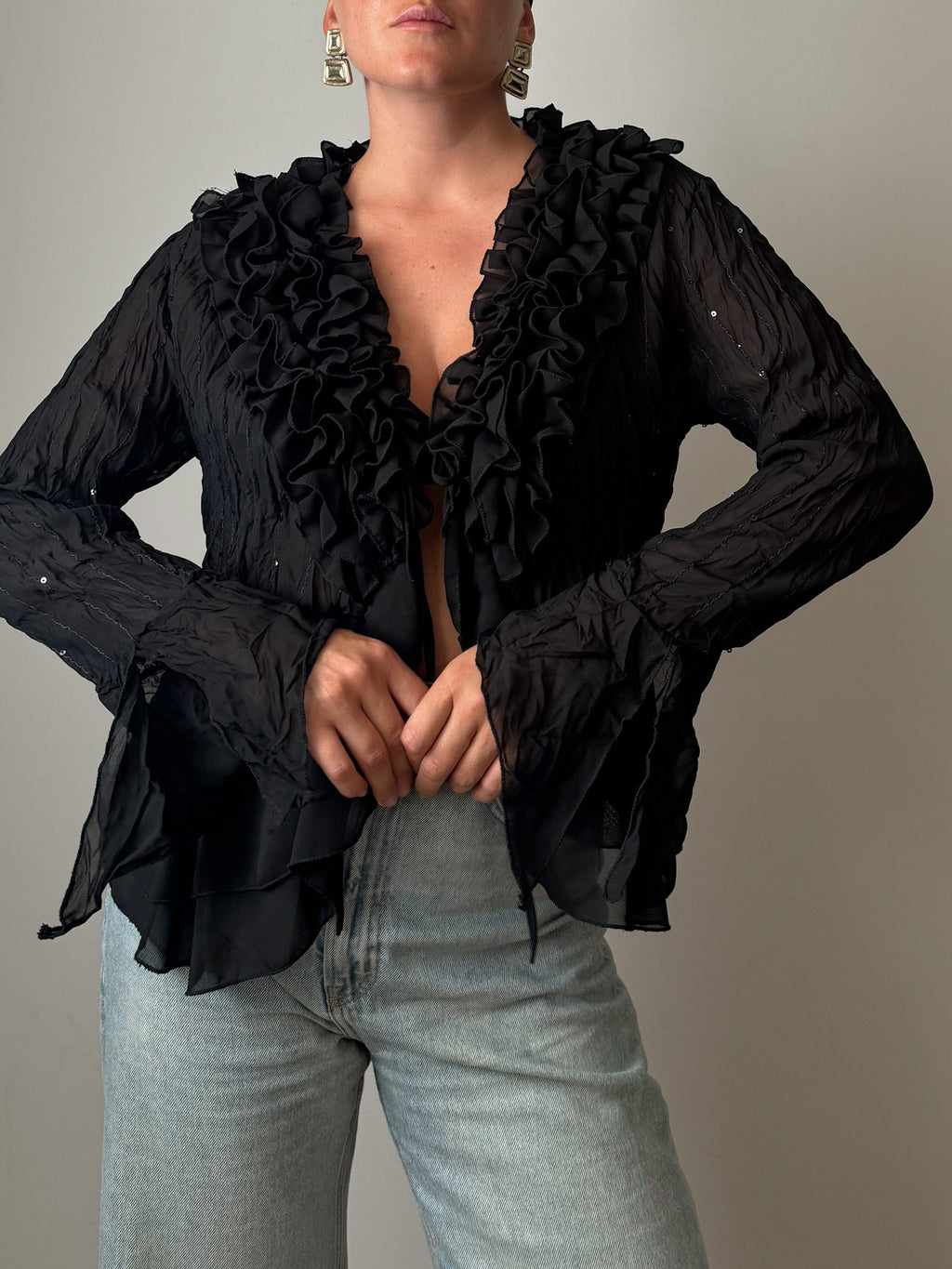 Silk and viscose black blouse