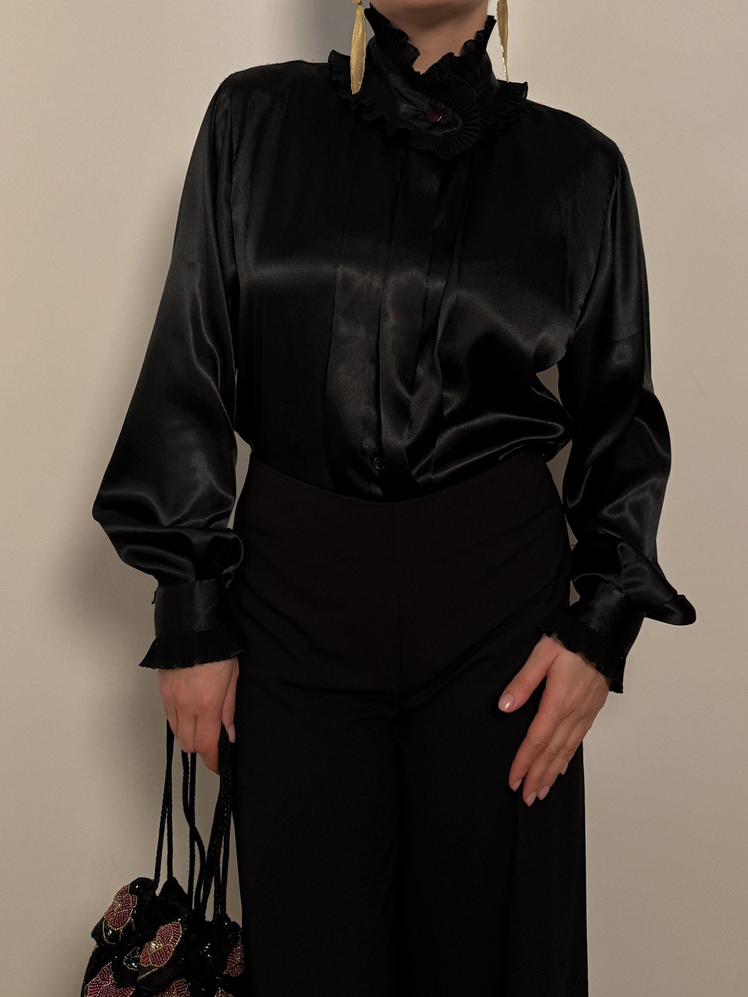 Satin effect black blouse