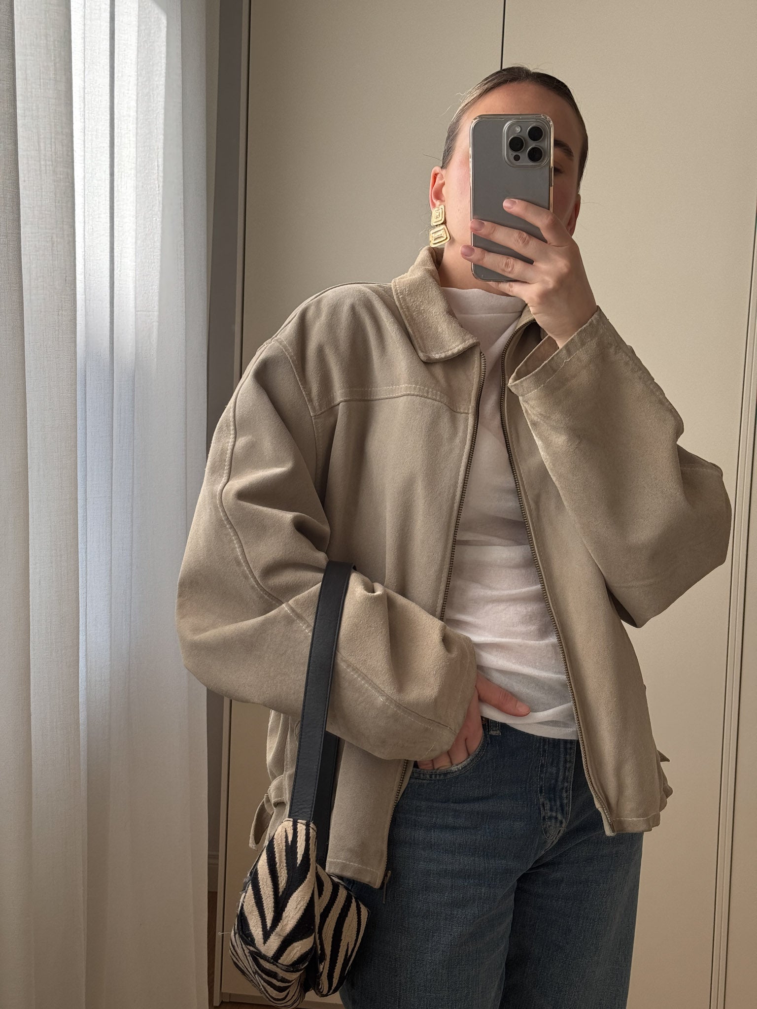 Real suede sand jacket