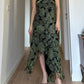 Pure silk black and green dress