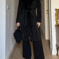 Suede and fur black coat