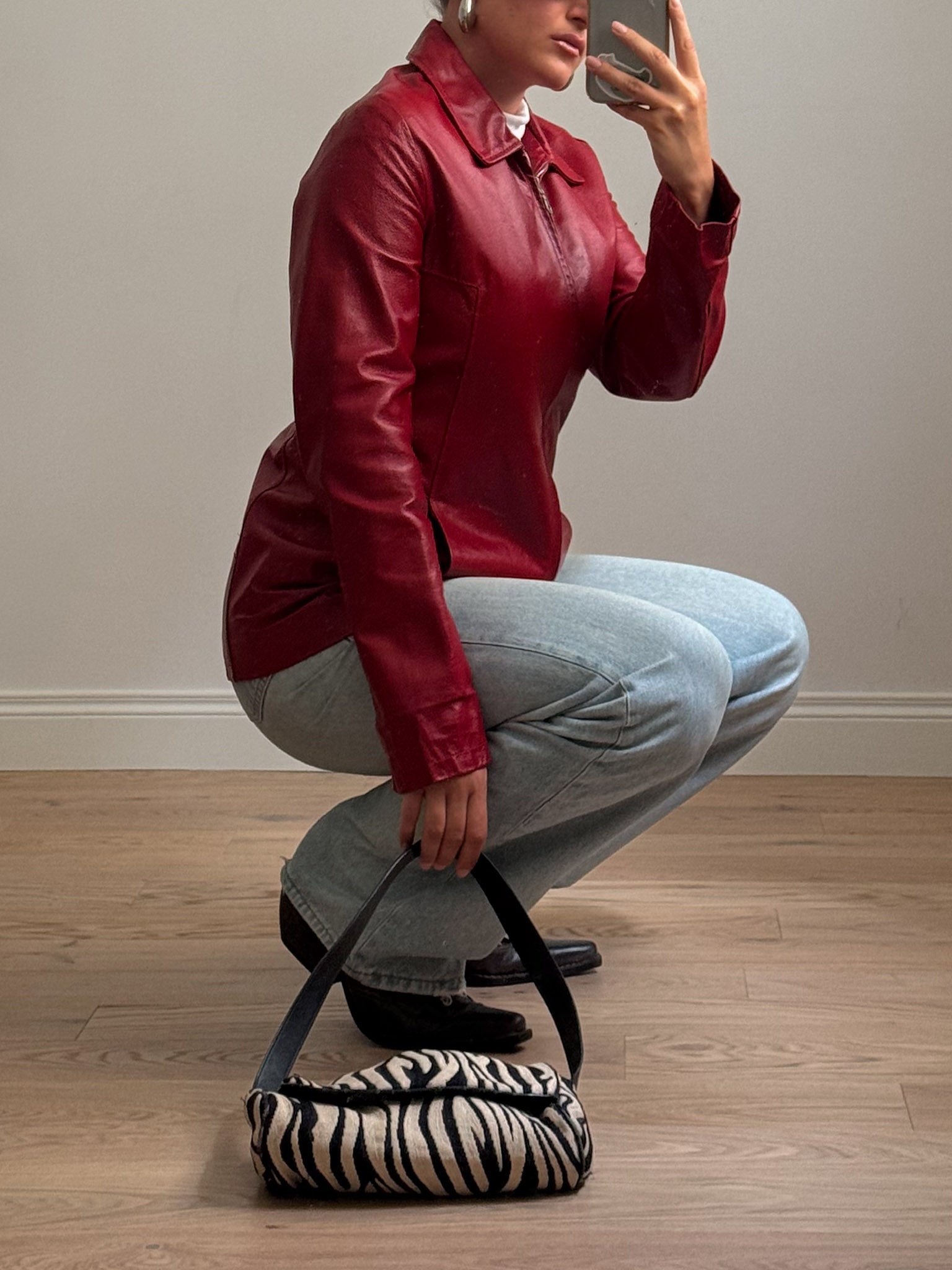 Real leather red jacket
