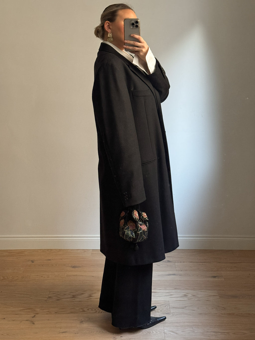 Lebole wool and cashmere black man coat