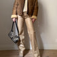 Real shearling caramel bomber