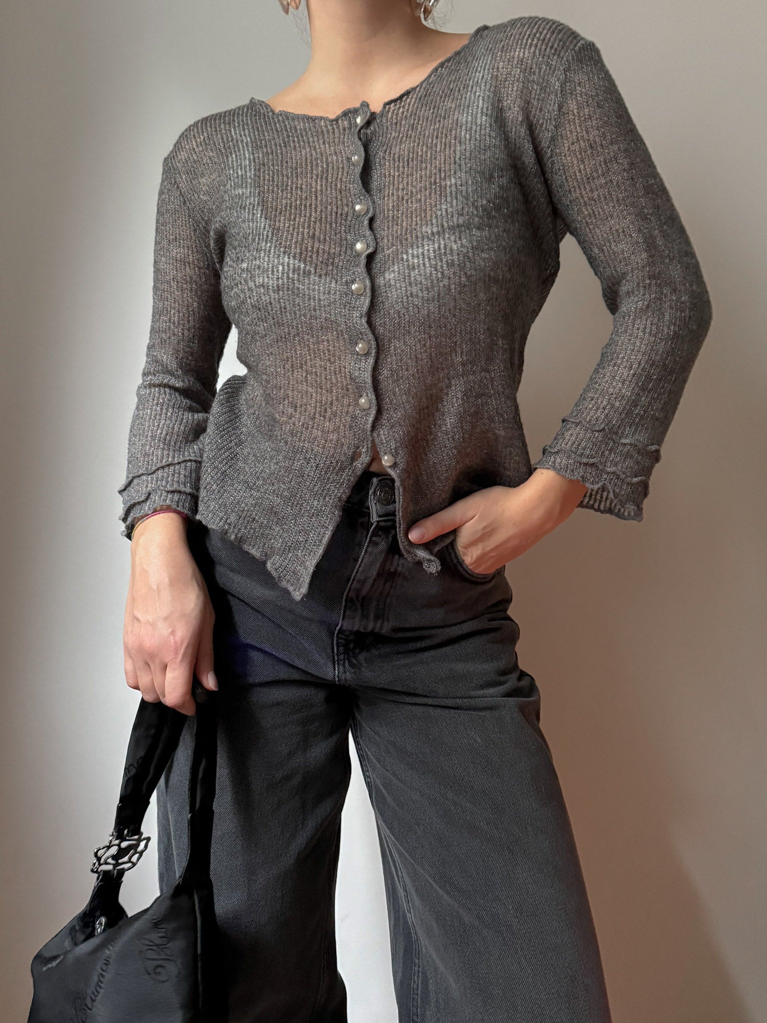 Moschino wool blend grey cardigan