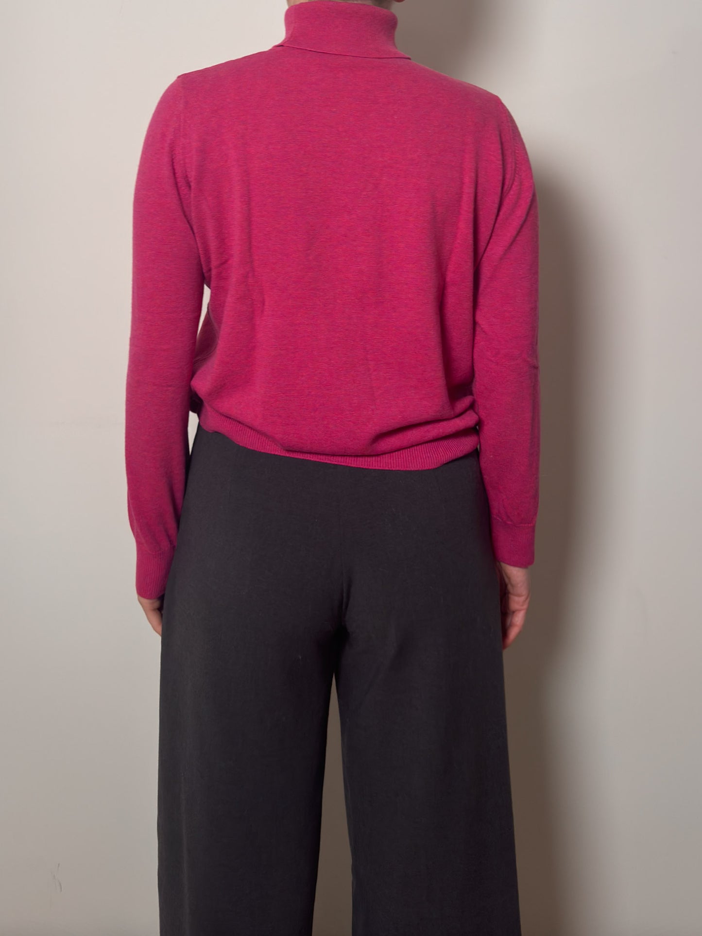 Pure new wool cyclamen turtleneck pull