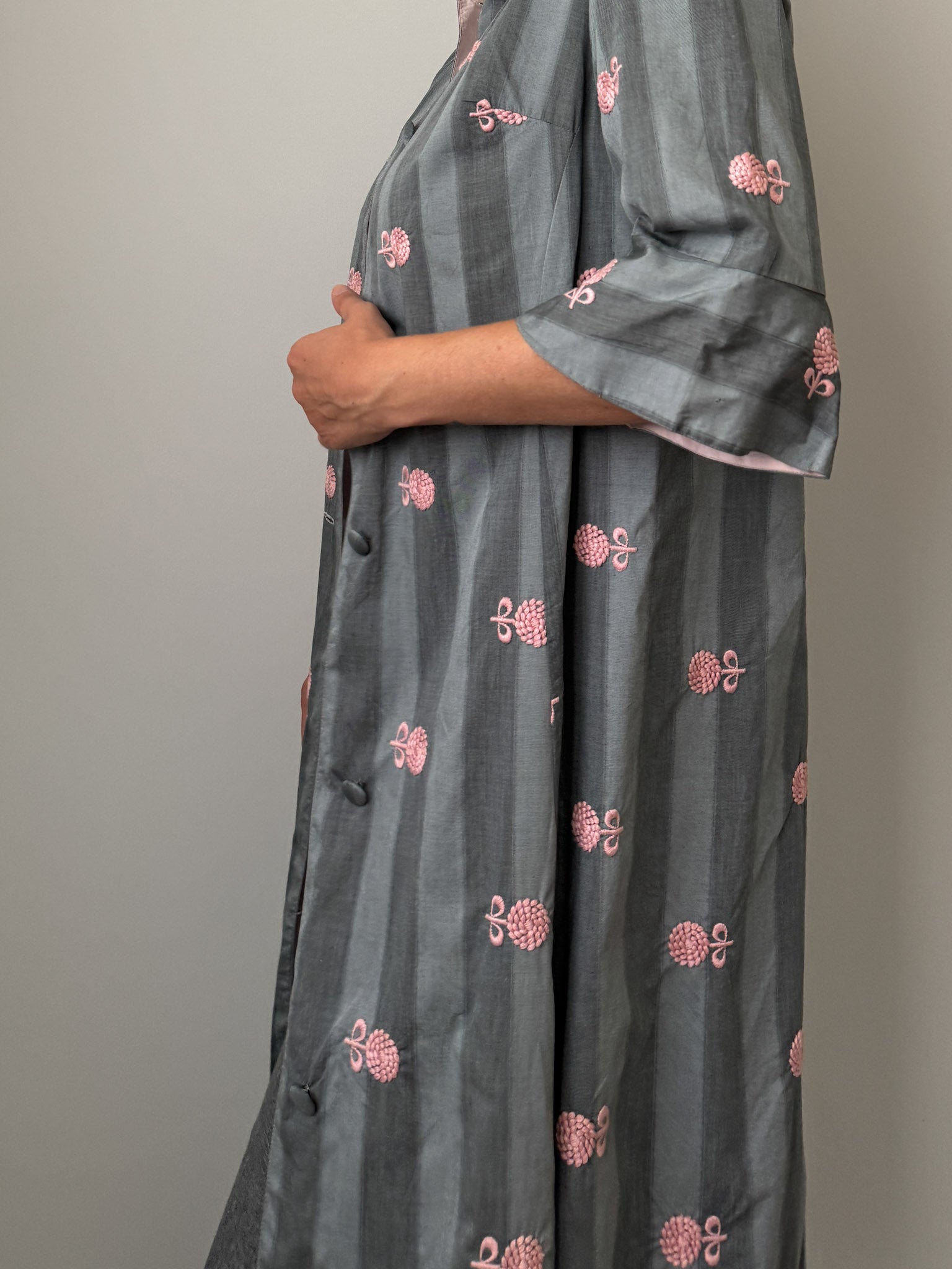 Grey and pink dust coat