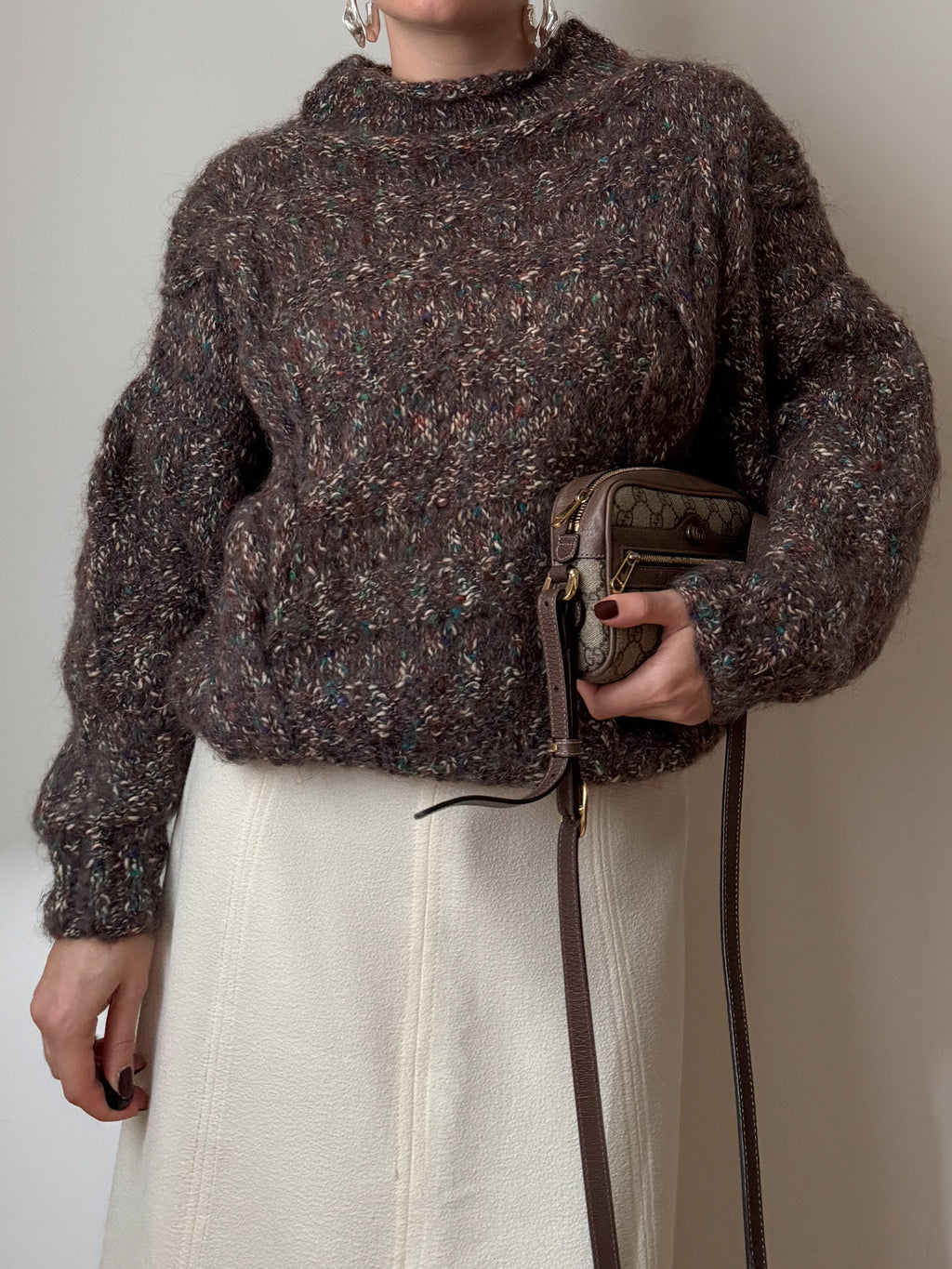 Pure wool embroidered melange pull
