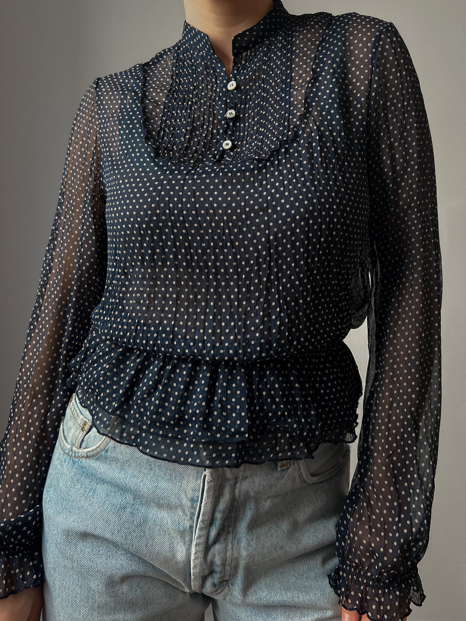 Pure viscose pois blouse