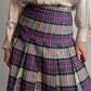 Pure wool pleated pink tartan skirt