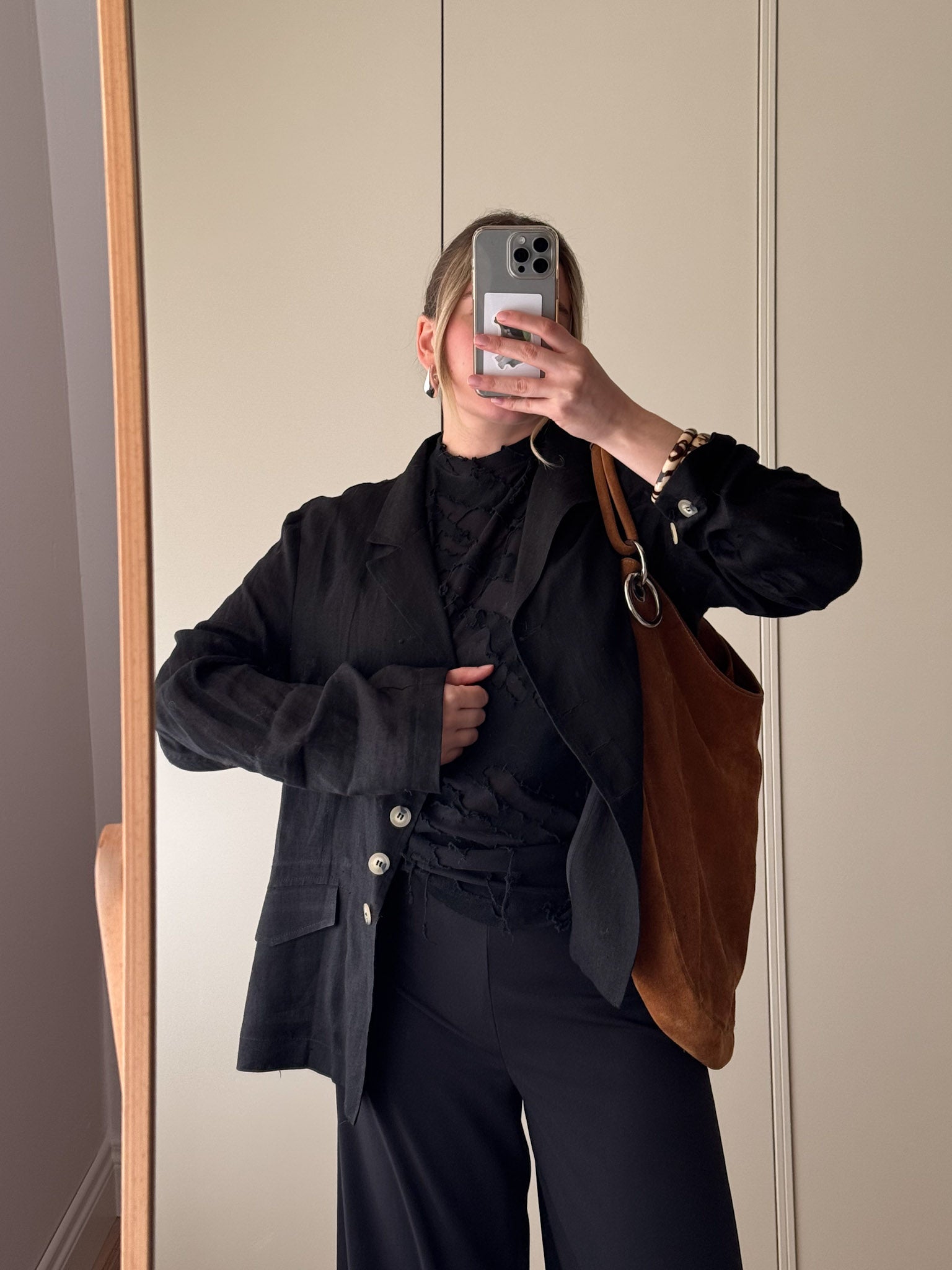 Pure linen black jacket