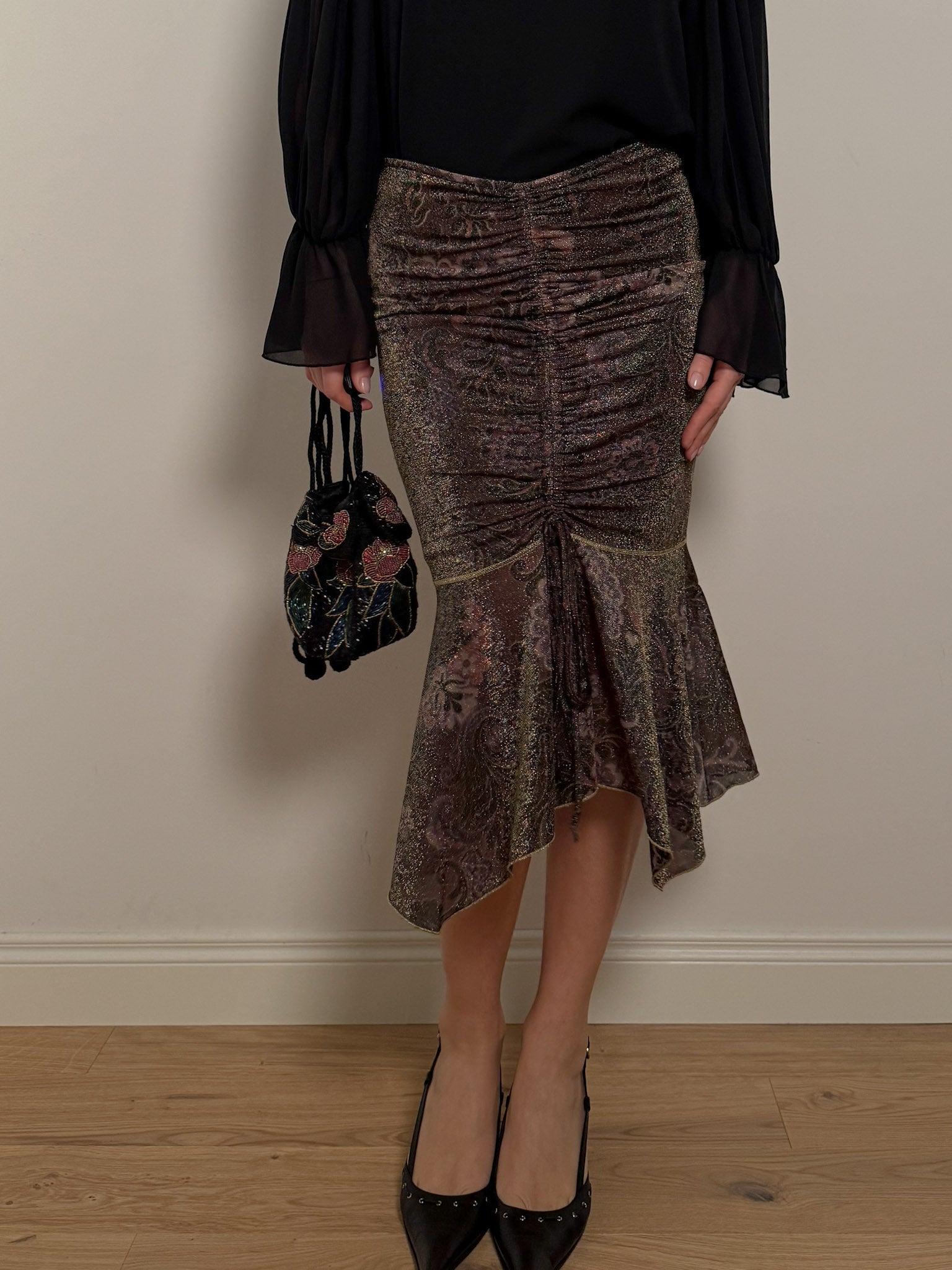 Lurex siren midi skirt