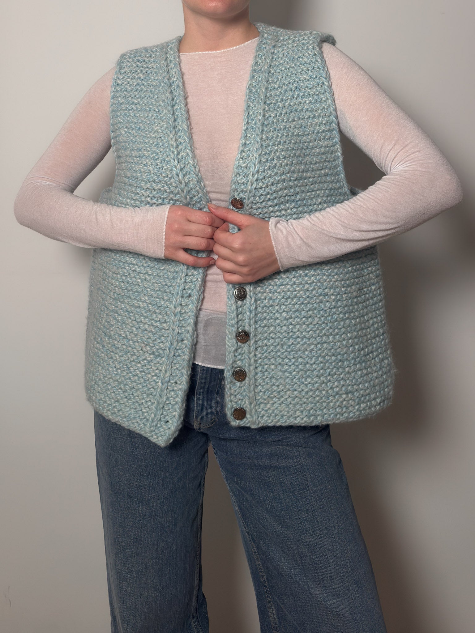 Pure wool handmade sky vest
