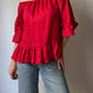 Pure linen red top