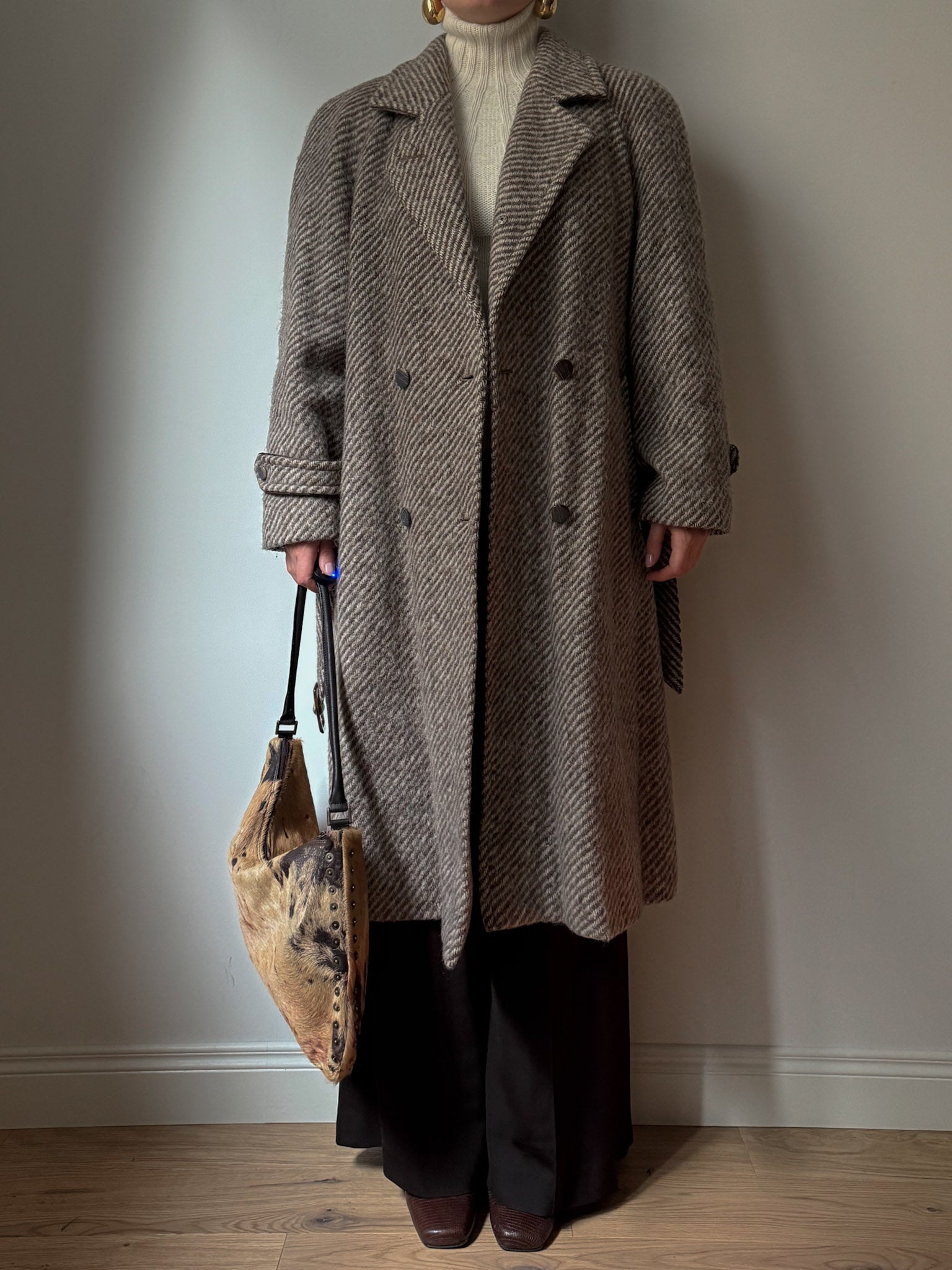 Pure wool herringbone coat