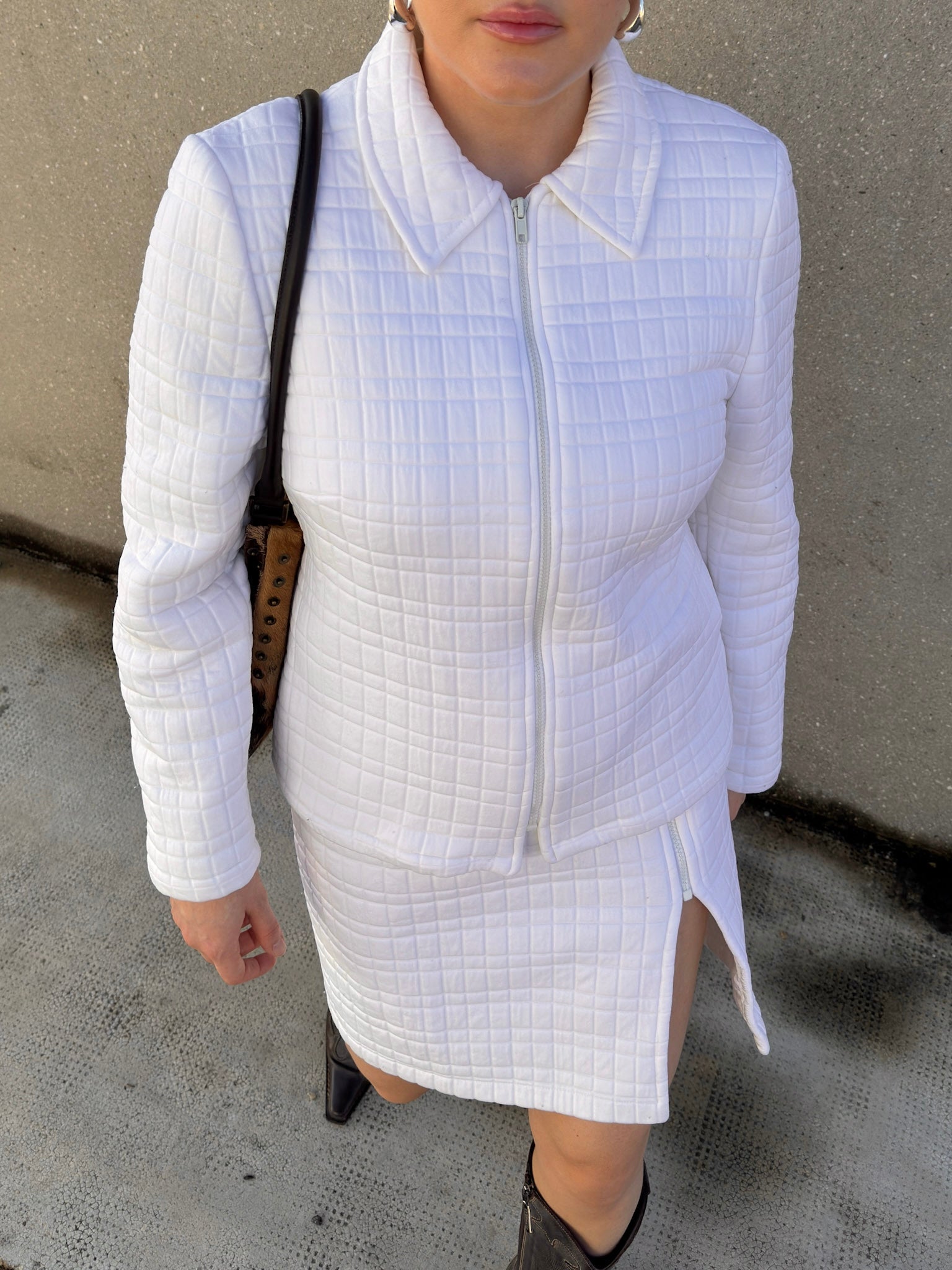 Quilted white suit