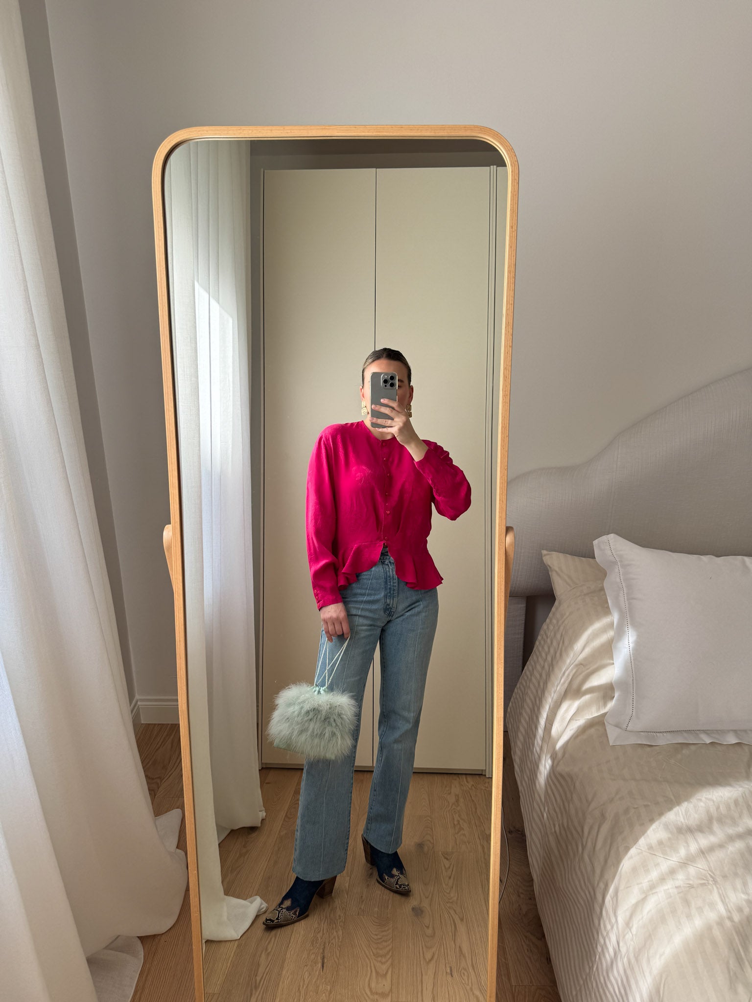 Pure silk cyclamen blouse