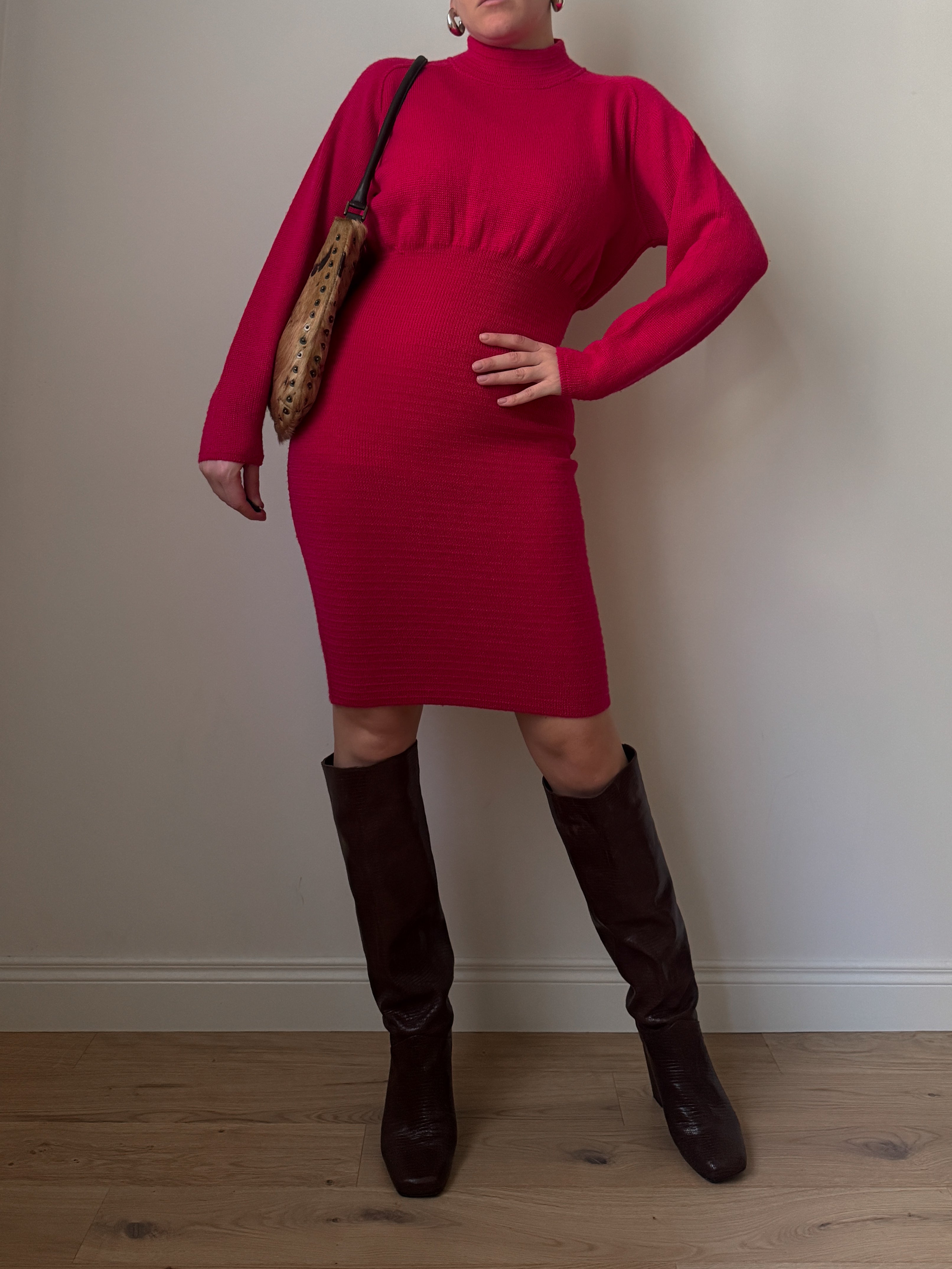 Pure virgin wool cyclamen dress