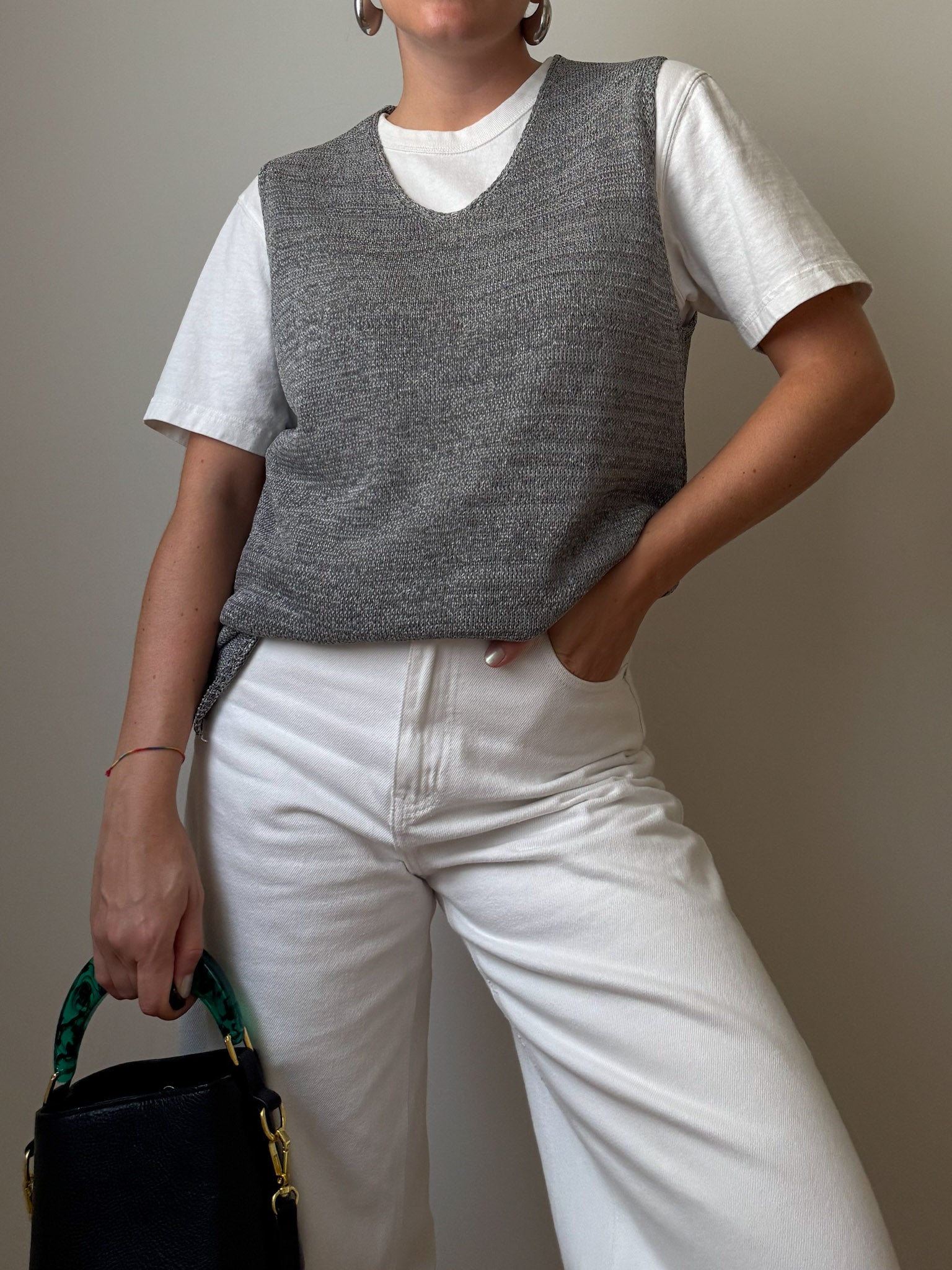 Viscose and cotton grey vest