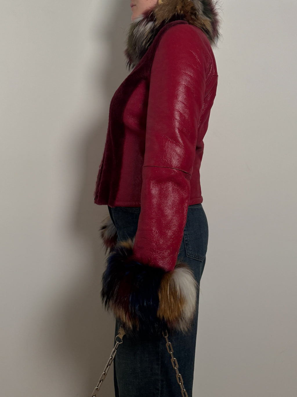 Original shearling burgundy jacket