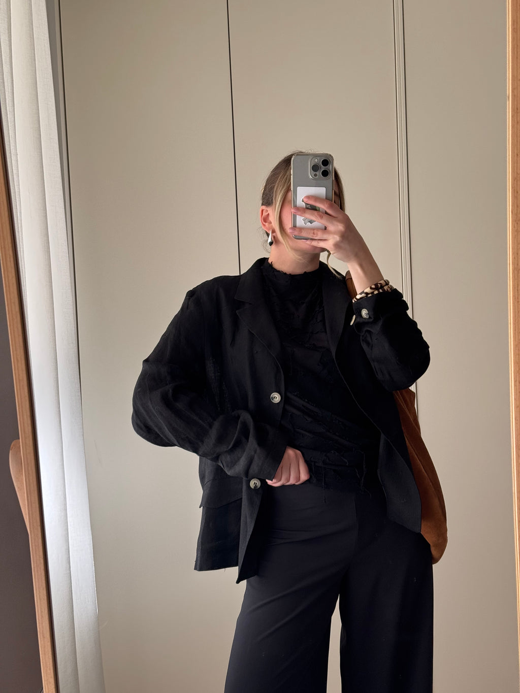 Pure linen black jacket