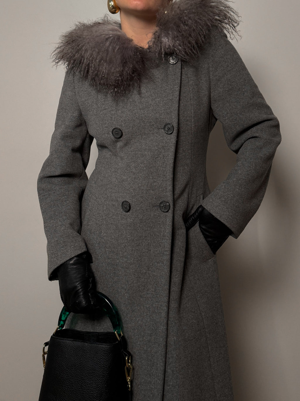 Wool, Angora and cashmere grey coat