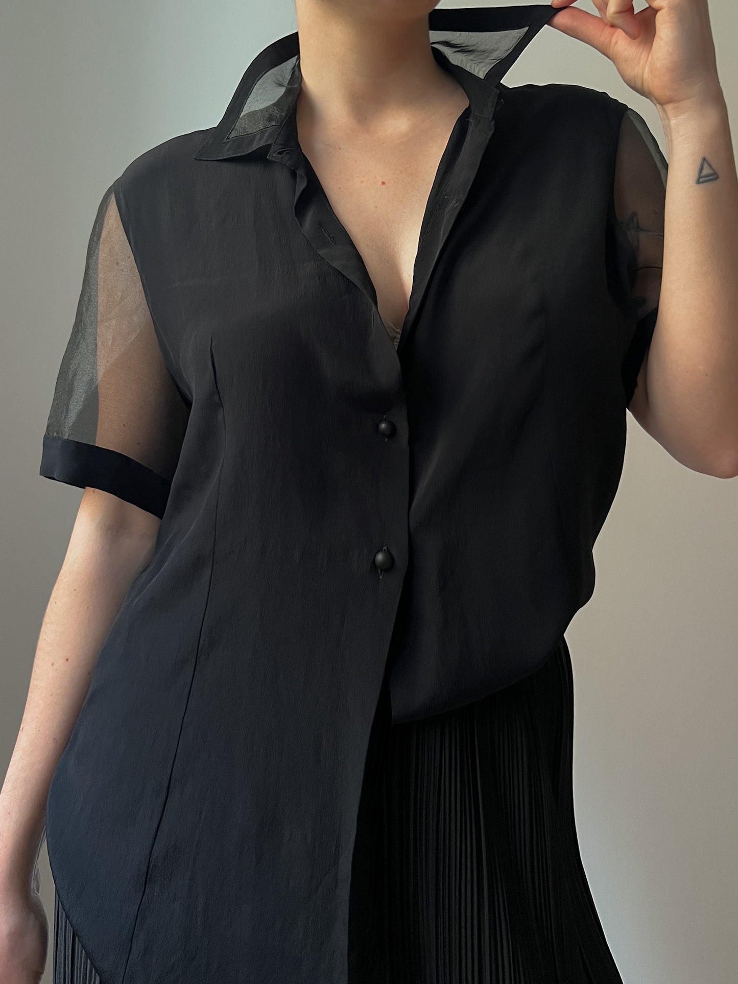 Silk blend black shirt