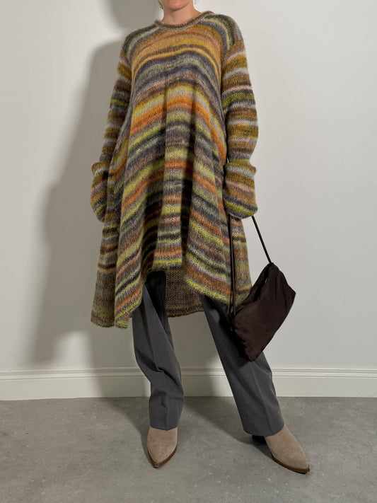 Wool and mohair striped maxi dress