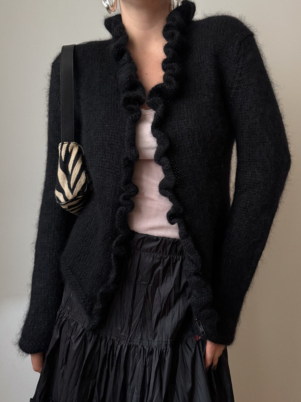 Angora and mohair black cardigan