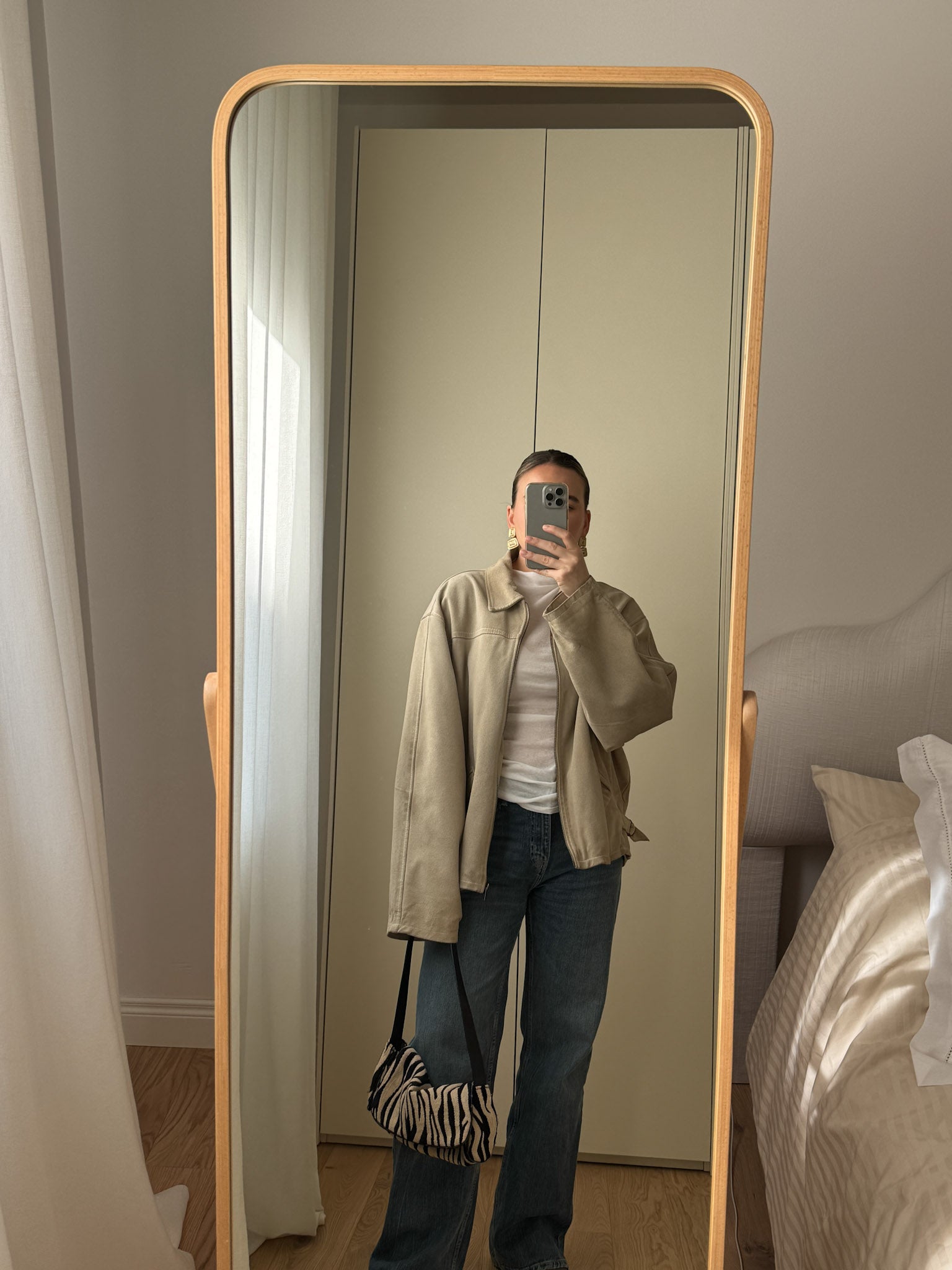 Real suede sand jacket