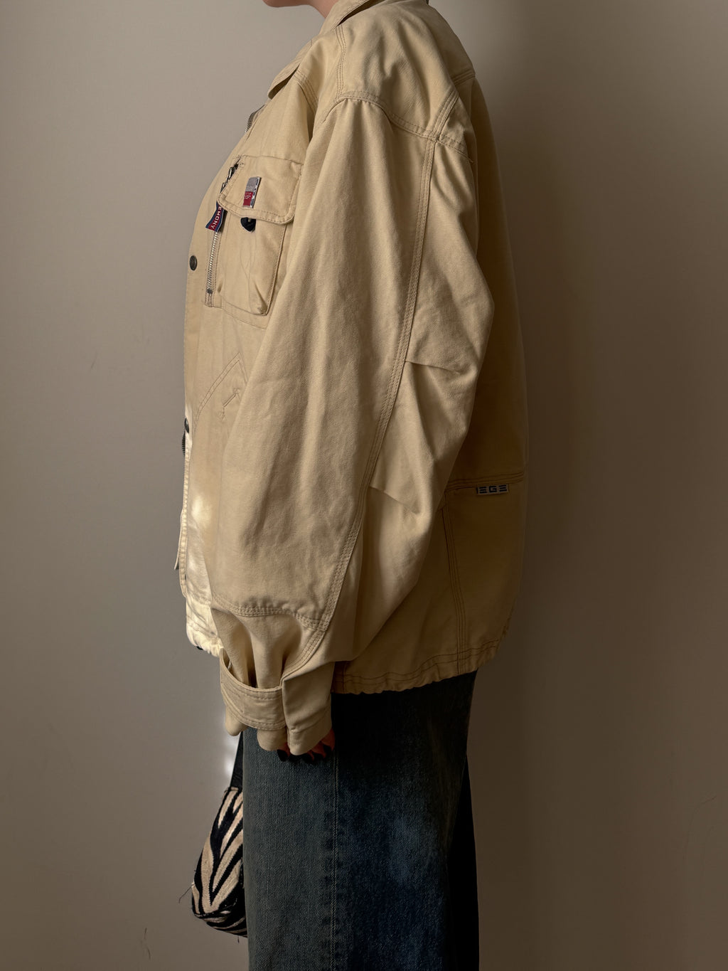 Giacca vintage in puro cotone con dettagli utility