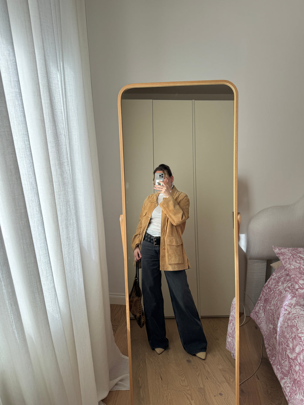 Real suede camel jacket