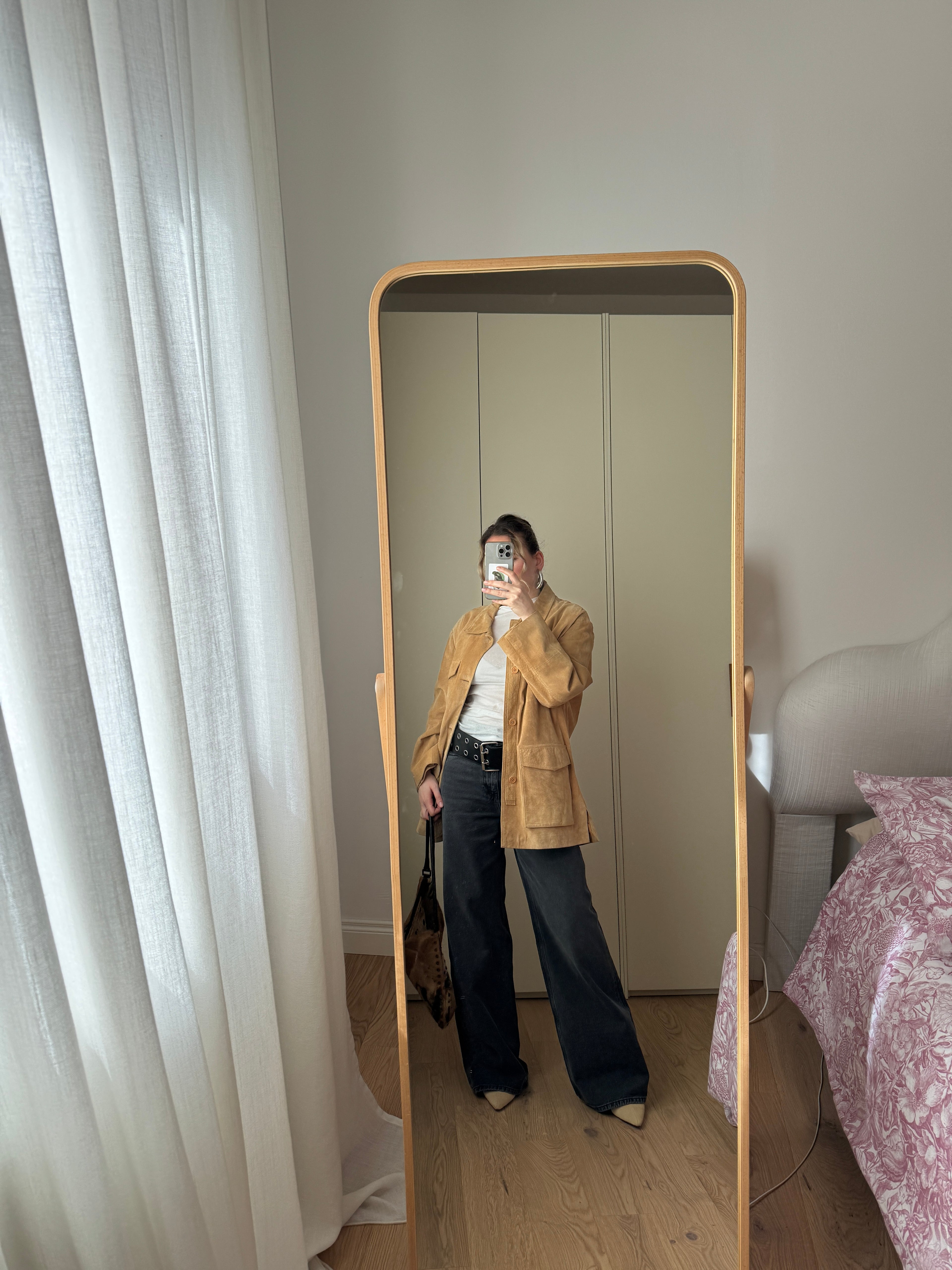 Real suede camel jacket