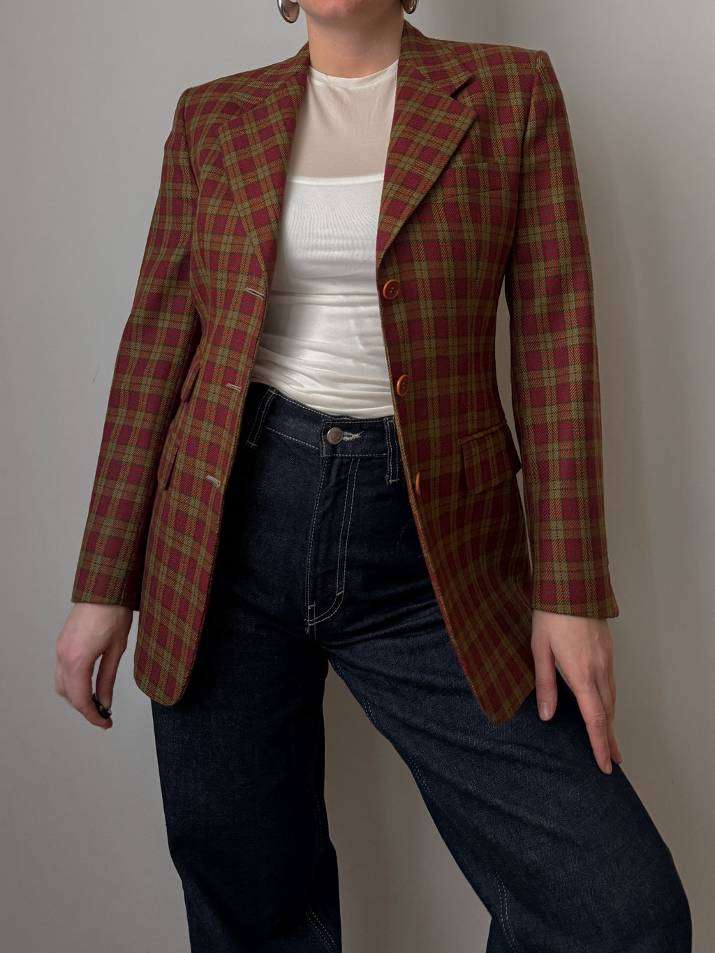 Pure wool check blazer