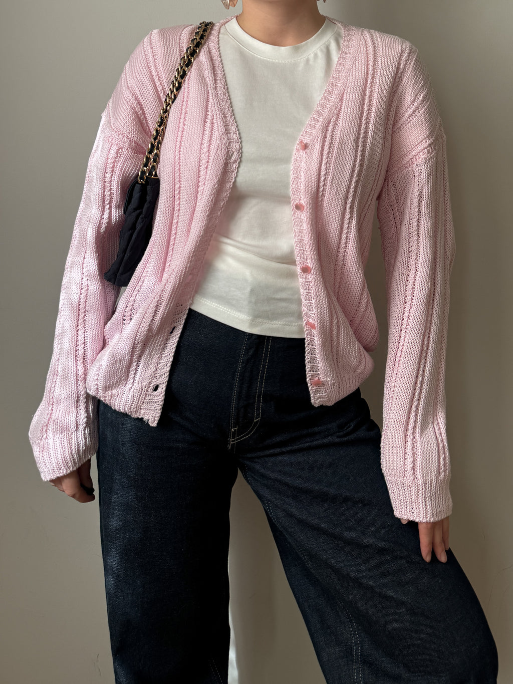 Pure cotton pink cardigan