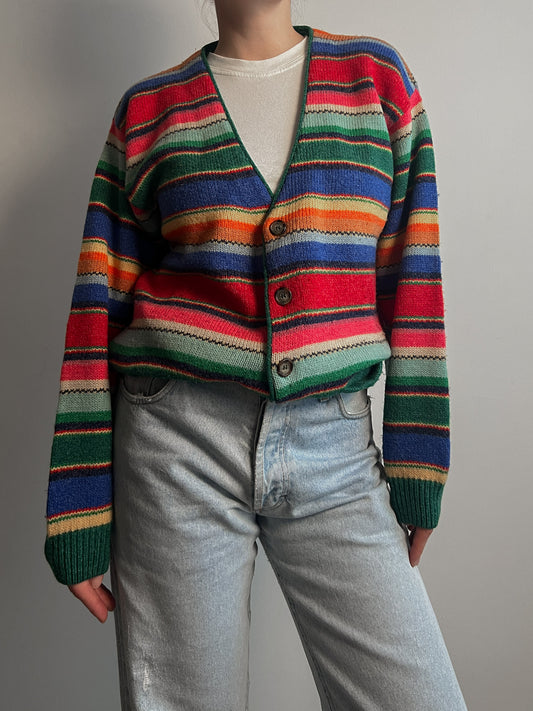 Pure wool striped cardigan