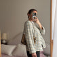 Tweed ivory and sky suit