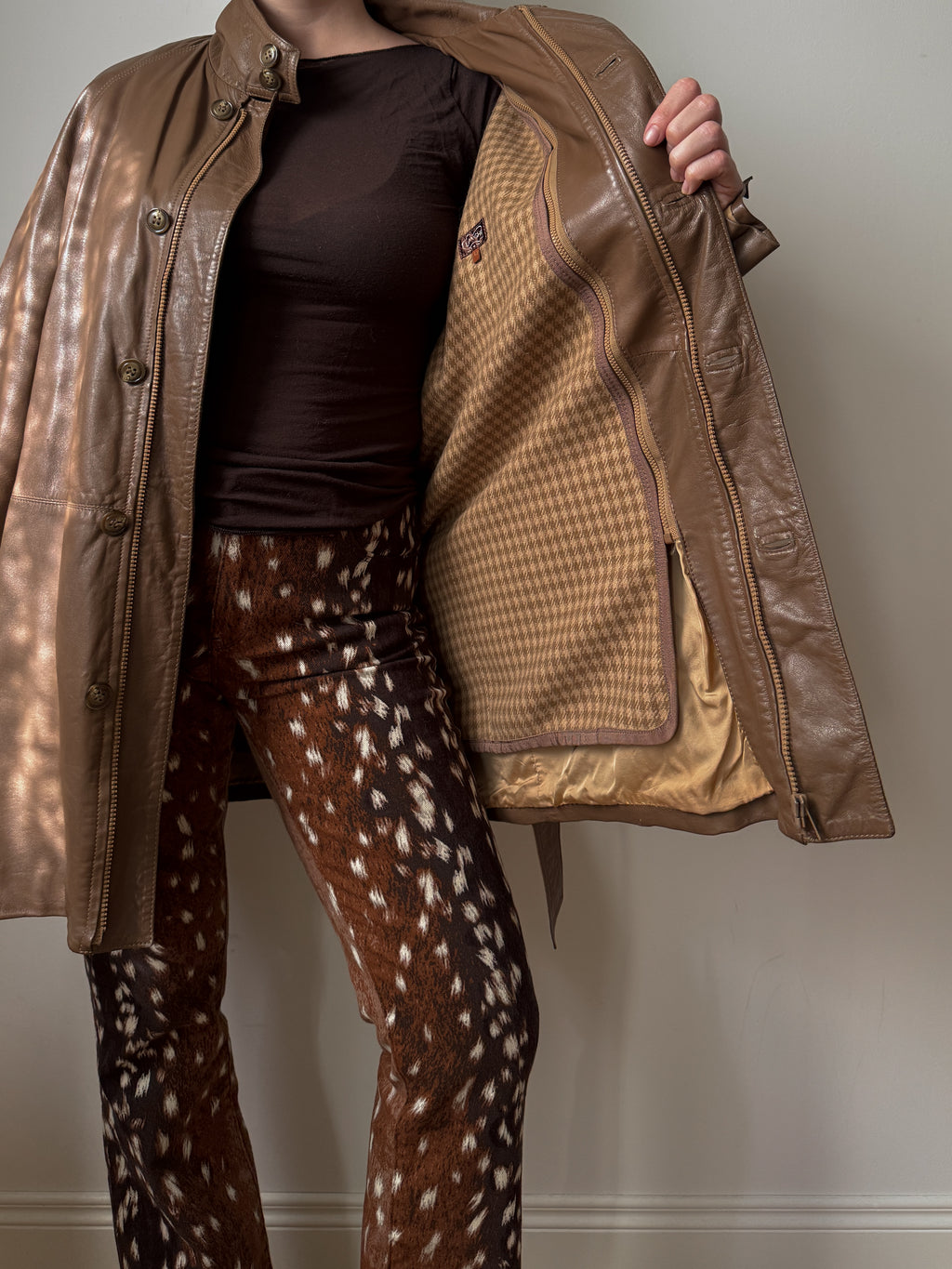 Real leather cognac jacket