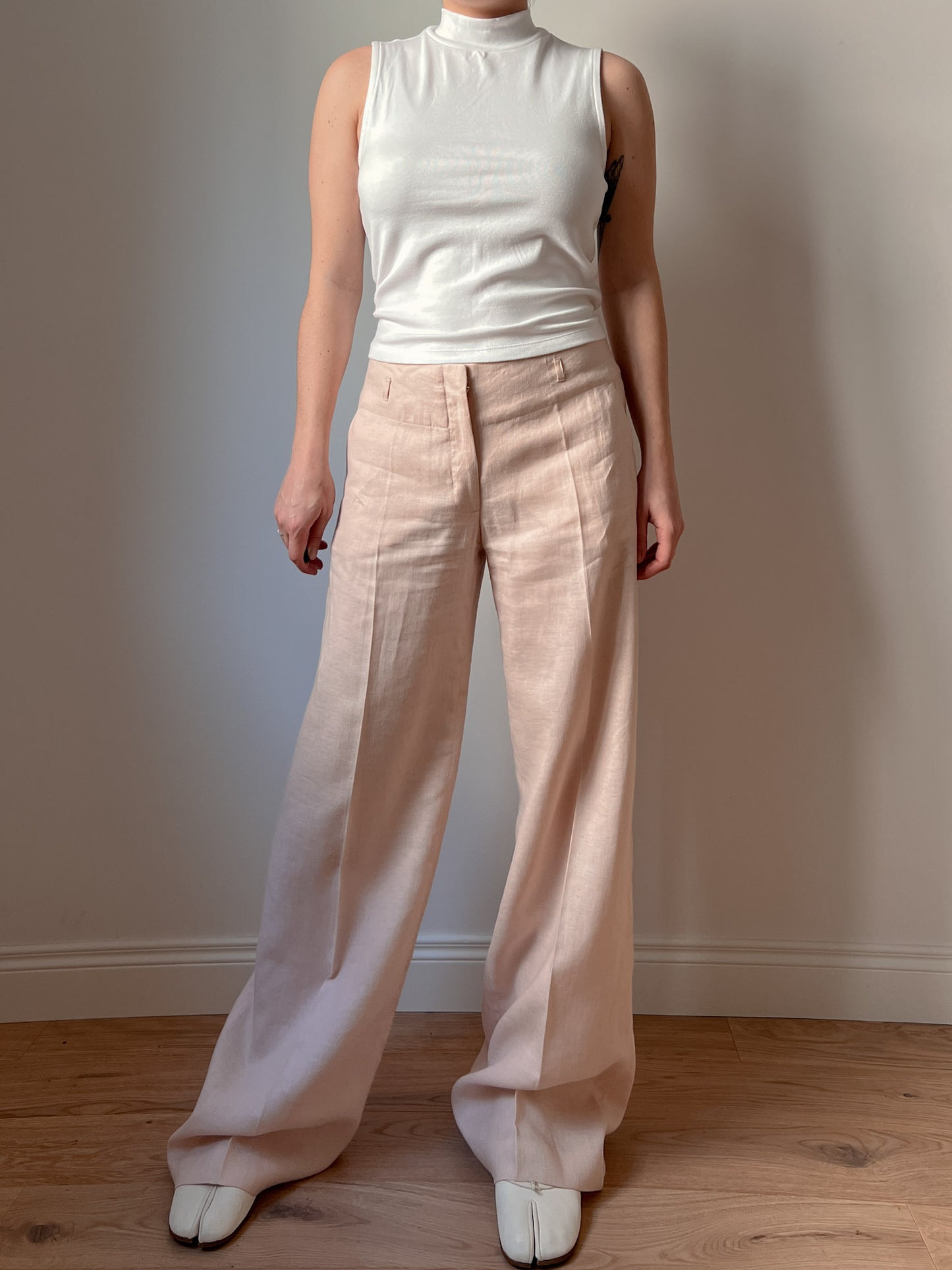 Pure linen pink pants