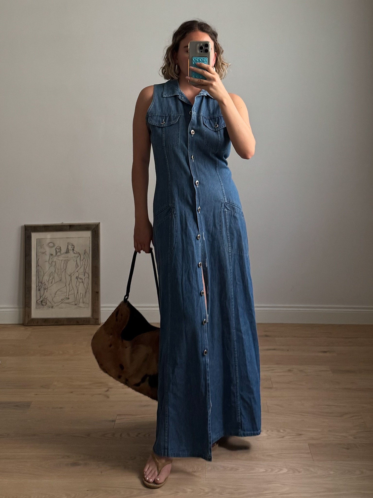 Denim long dress