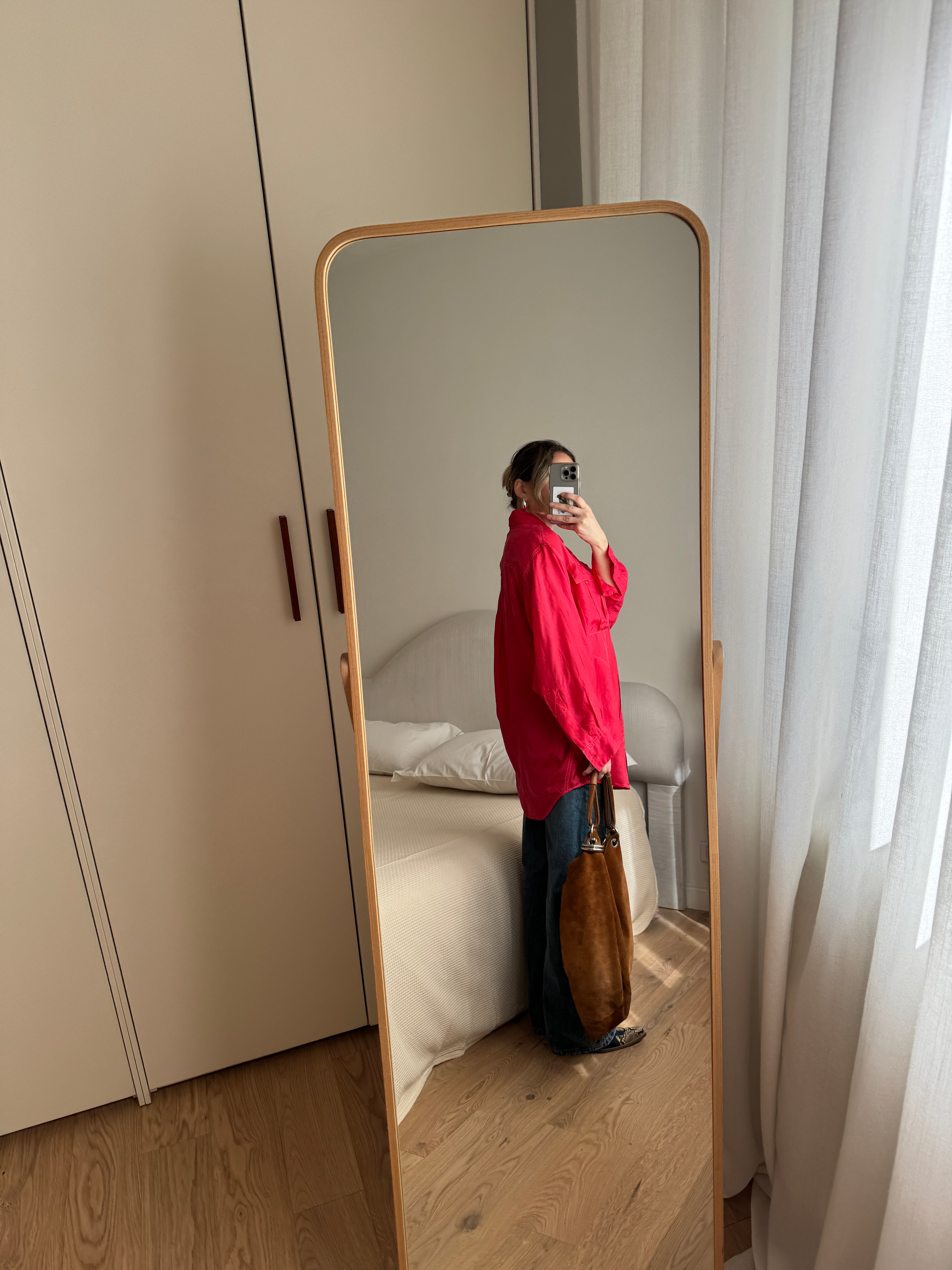 Pure silk strawberry maxi shirt