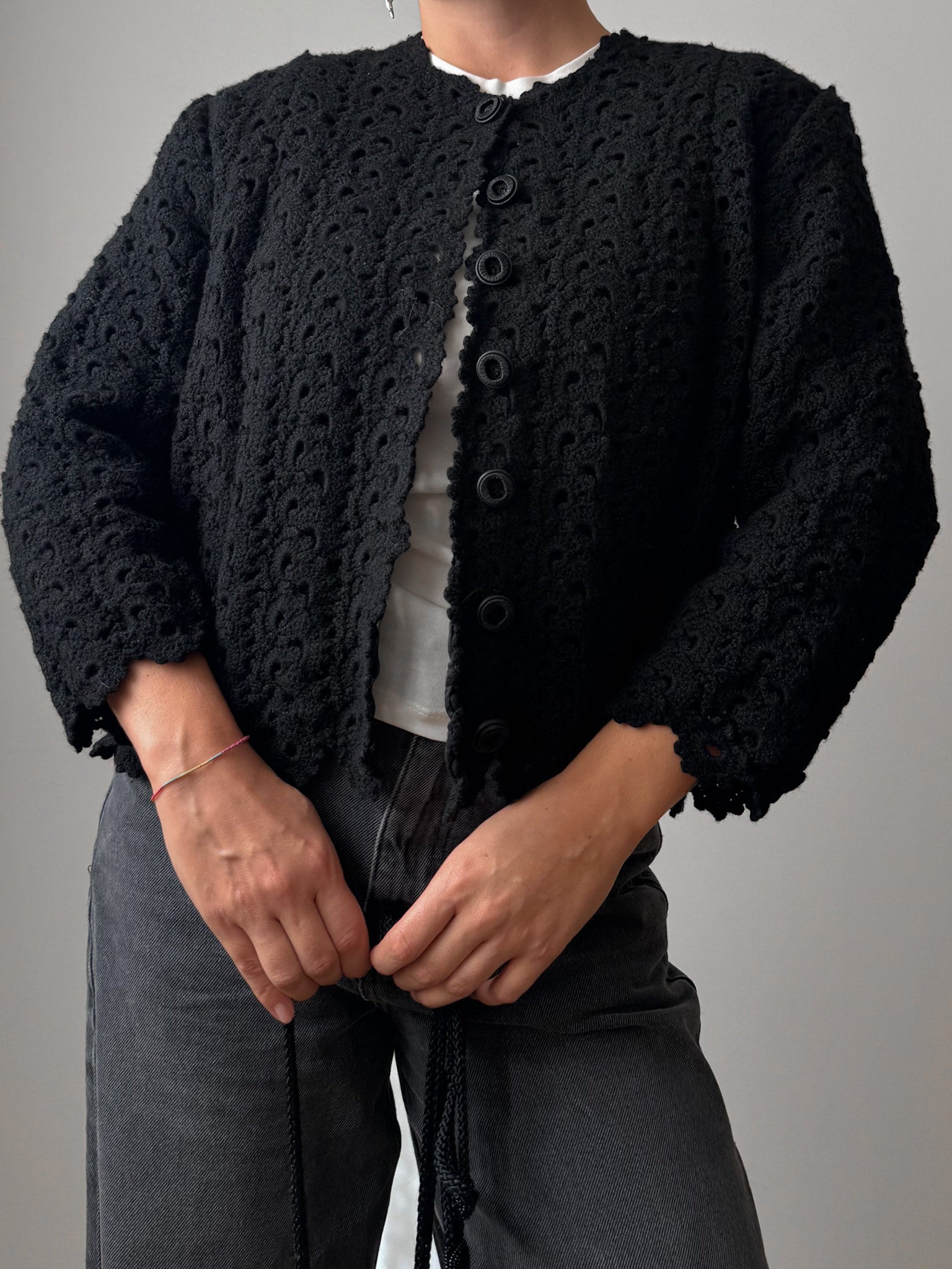 Pure wool embroidered black jacket