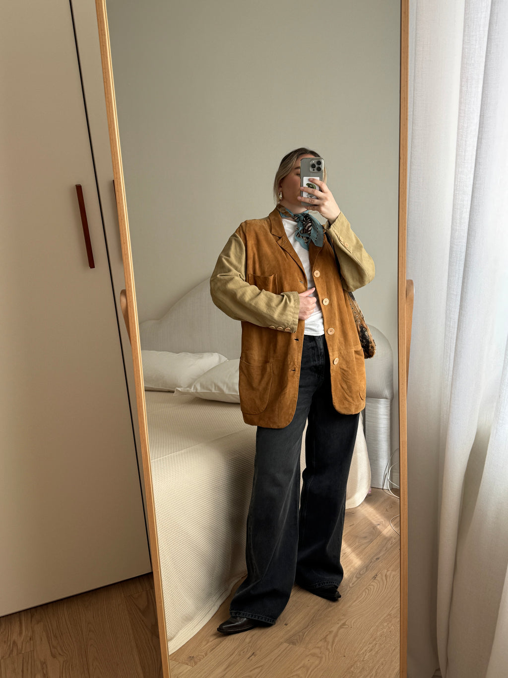 Suede and linen jacket