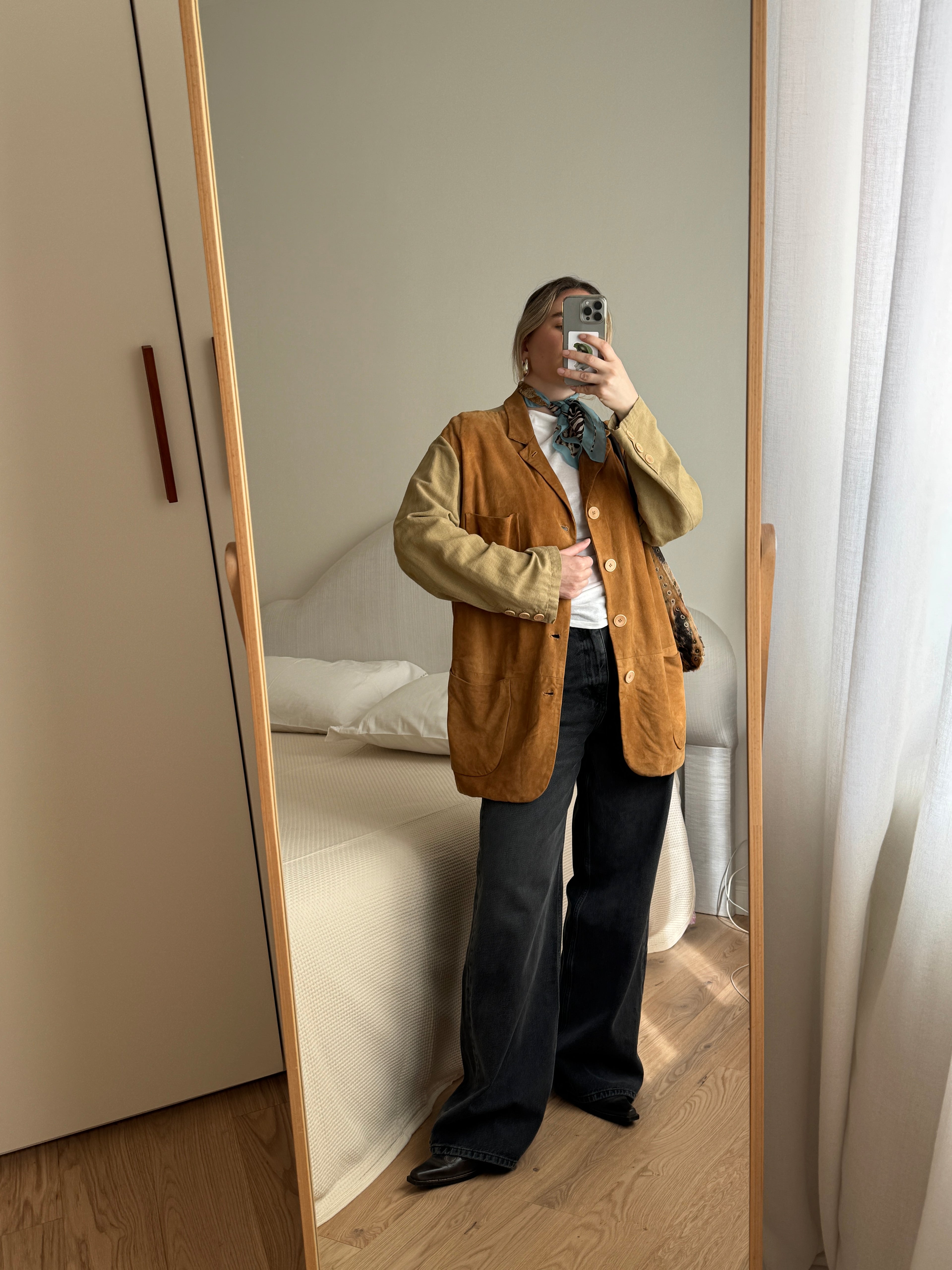 Suede and linen jacket