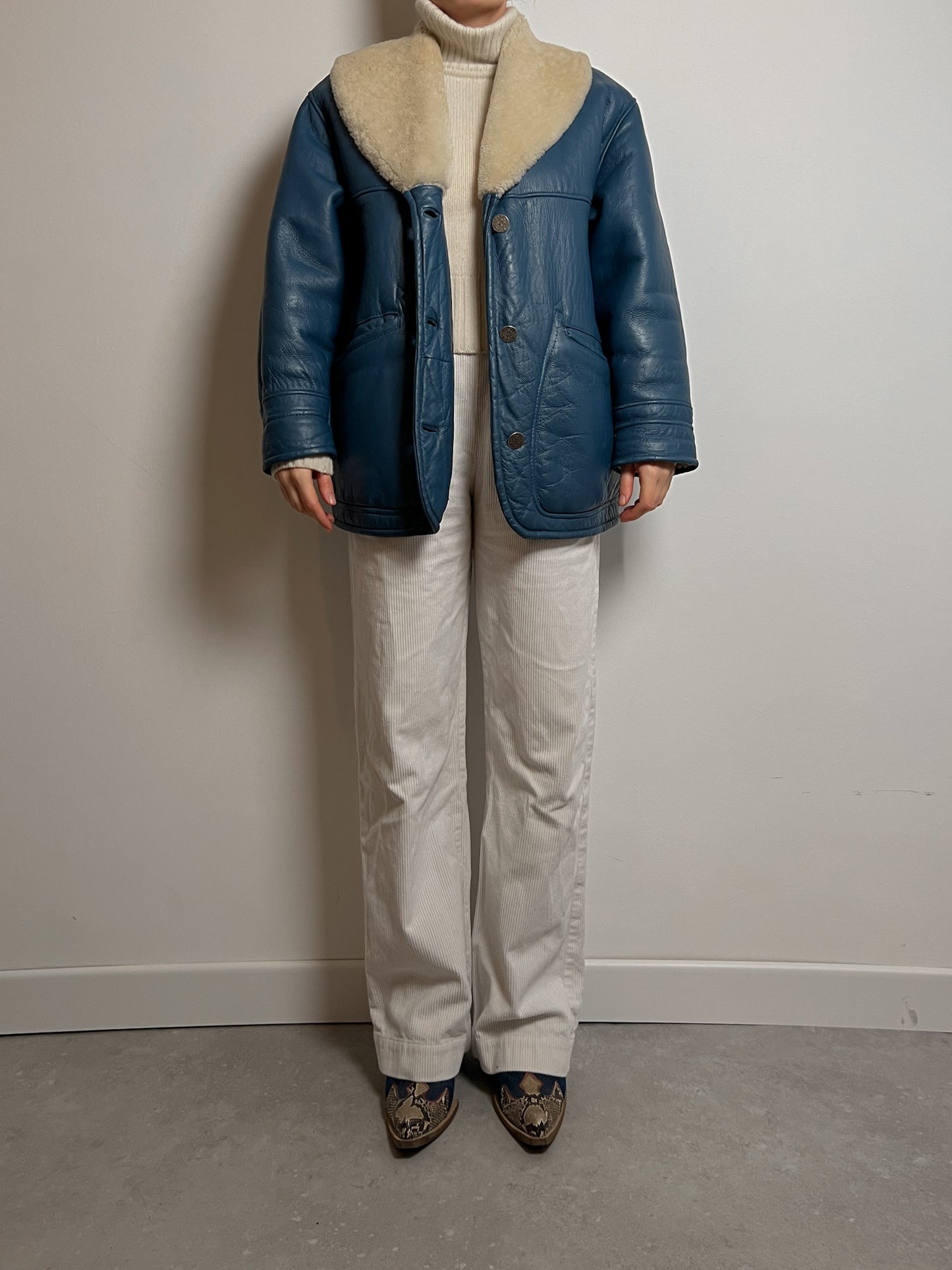 Vintage blue Shearling coat