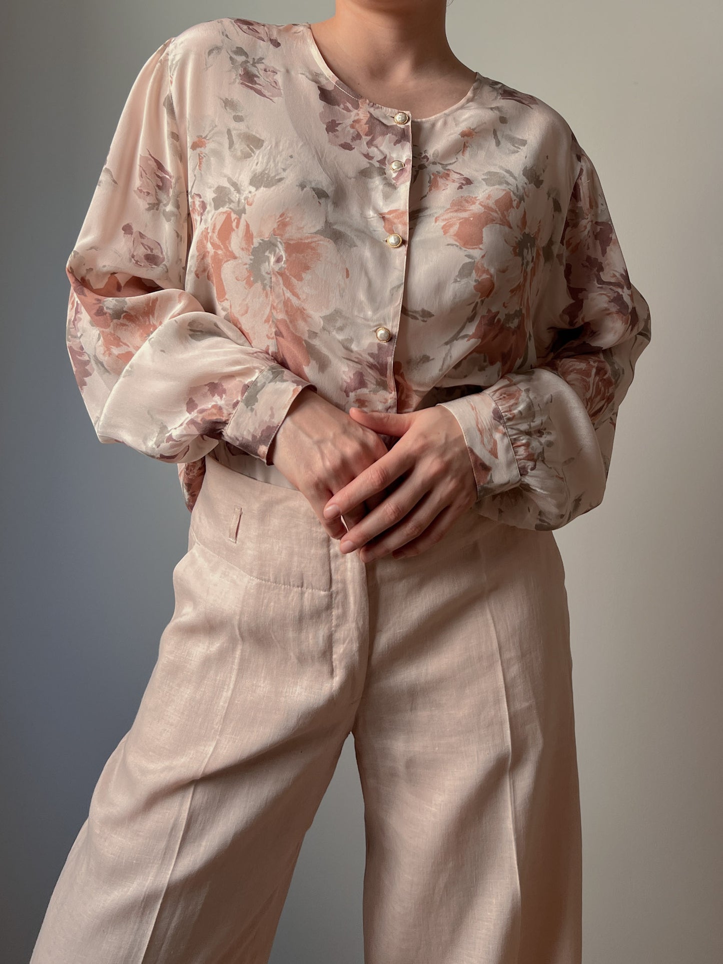 Silk blend floral blouse