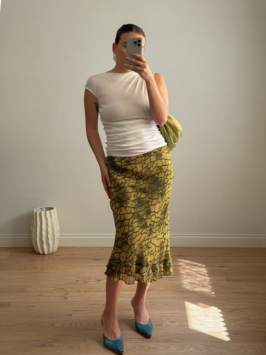 Pure viscose green skirt
